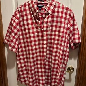 Lands' End Red and White Plaid Shirt